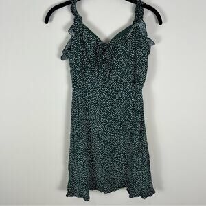 Pull&Bear Green Heart Patterned Mini Dress Ruffles Coquette Women's Medium